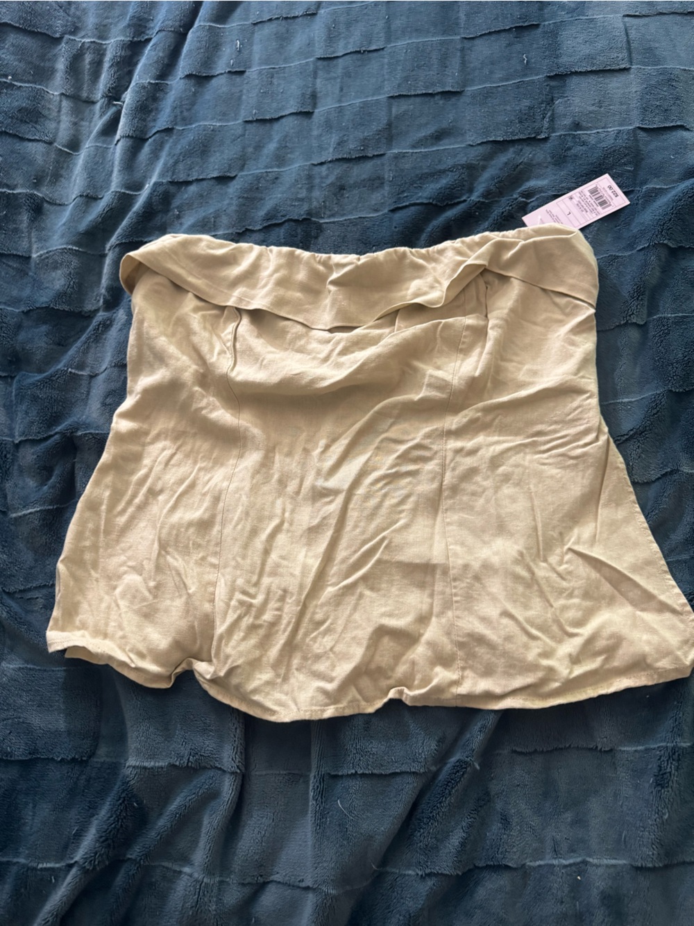 Wild Fable Cream Gathered Strapless Top with Smocked Back